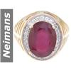 Image 1 : 10.34 ct Ruby & Diamond Gents Ring 14kt Gold