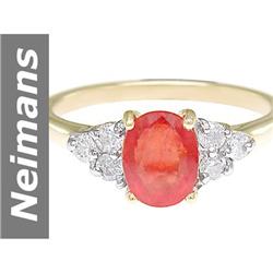 2.00 ct Orange Sapphire & Diamond Ring 14kt Gold