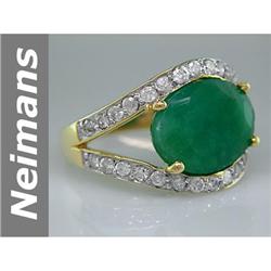 Art Deco 5.50 ct Emerald & Diamond Ring 14kt Gold