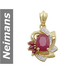 3.23 ct Ruby & Diamond Pendant 14kt Gold
