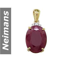 12.86 ct Ruby & Diamond Pendant 14kt Gold