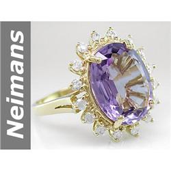 8.06 ct Amethyst & Diamond Ring 14kt Gold