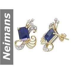 3.43 ct Sapphire & Diamond Earrings 14kt Gold