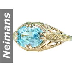 3.25 ct Blue Zircon Ring 14kt Gold