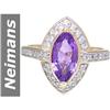 2.75 ct Amethyst & White Sapphire Ring 14kt Gold