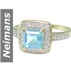 2.25 ct Blue Topaz & White Sapphire Ring 14kt Gold