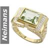 4.91 ct Green Amethyst & Diamond Gents Ring 14kt Gold