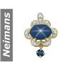 6.25 ct Star Sapphire, Sapphire & Diamond Pendant 14kt Gold
