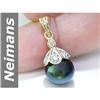 11.0 MM Black Tahitian Pearl & Diamond Pendant 14kt Gold