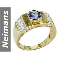 1.58 ct Ceylon Sapphire & Diamond Gents Ring 14kt Gold