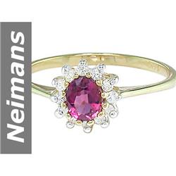 1.00 ct Pink Tourmaline & White Sapphire Ring 14kt Gold