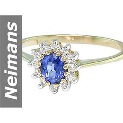 1.00 ct Ceylon Sapphire & White Sapphire Ring 14kt Gold