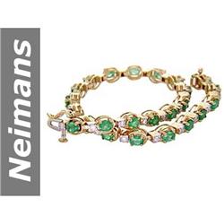 5.16 ct Emerald & Diamond Bracelet 14kt Gold