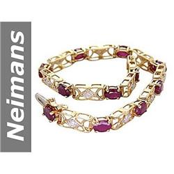 6.65 ct Ruby & Diamond Bracelet 14kt Gold