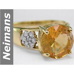 3.50 ct Citrine & Diamond Ring 14kt Gold