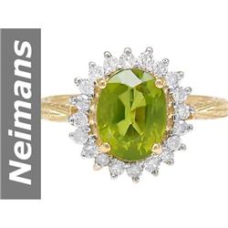 2.50 ct Peridot & Diamond Ring 14kt Gold