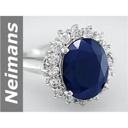 Wow 7.07 ct Sapphire & Diamond Ring 14kt Gold Awesome