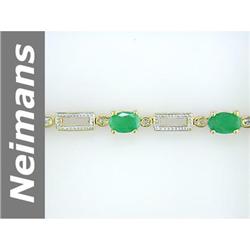 5.19 ct Emerald & Diamond Bracelet 14kt Gold