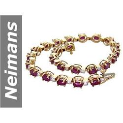 5.88 ct Ruby & Diamond Bracelet 14kt Gold