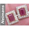 Image 1 : 6.26 ct Ruby & White Sapphire Earrings 14kt Gold