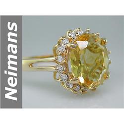 Gem quality 7.75 ct Citrine & Diamond Ring 14kt Gold