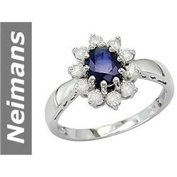 Elegant 1.39 ct Sapphire & Diamond Ring 14kt Gold New