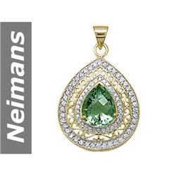 6.00 ct Green Amethyst & Diamond Pendant 14kt Gold