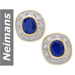 5.02 ct Sapphire & Diamond Earrings 14kt Gold