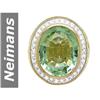 22.50 ct Green Amethyst & White Sapphire Gents Ring 14kt Gold