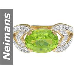 4.00 ct Peridot & Diamond Ring 14kt Gold