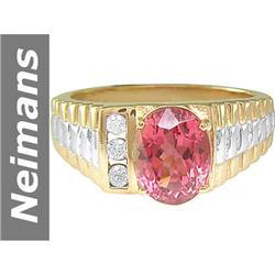 2.25 ct Pink Tourmaline & Diamond Ring 14kt Gold