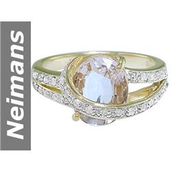 FINE 4.00 ct White Morganite & Diamond Ring 14kt Gold