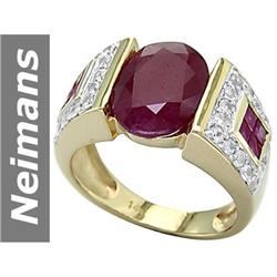 6.75 ct Ruby & White Sapphire Ring 14kt Gold
