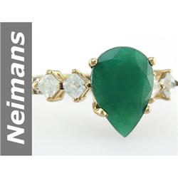 7.08 ct Emerald & White Sapphire & Diamond Ring 14kt Gold