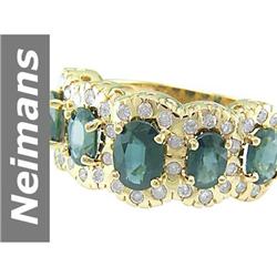 Elegant 3.25 ct Green Tourmaline & Diamond Ring 14kt Gold