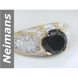 Big 3.13 ct Black & White Diamond Ring 14kt Gold
