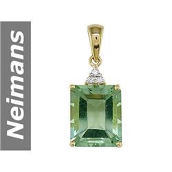 7.56 ct Green Amethyst & Diamond Pendant 14kt Gold
