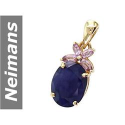 8.75 ct Sapphire & Amethyst Pendant 14kt Gold