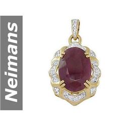 8.25 ct Ruby & Diamond Pendant 14kt Gold