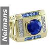 Image 1 : Authentic 3.50 ct Blue Sapphire & Diamond Gent's Ring