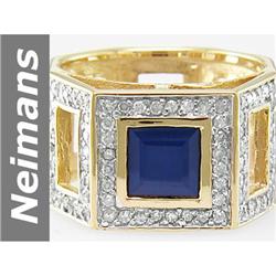 1.76 ct Sapphire & Diamond Gents Ring 14kt Gold