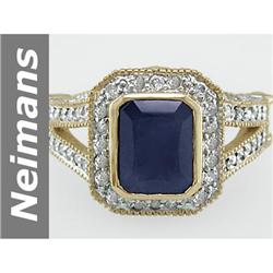 Vintage 3.50 ct Sapphire & Diamond Ring 14kt Gold