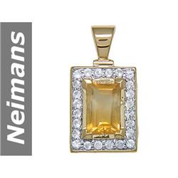 3.75 ct Citrine & White Sapphire Pendant 14kt Gold