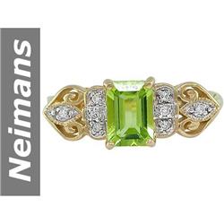 1.25 ct Peridot & Diamond Ring 14kt Gold