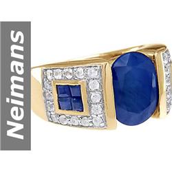 Certified 6.25 ct Blue & White Sapphire Ring 14kt Gold