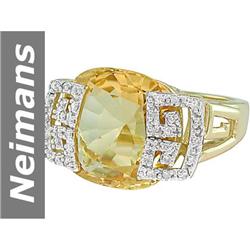 10.00 ct Citrine & Diamond Ring 14kt Gold