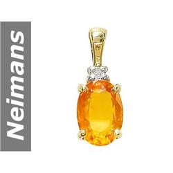1.25 ct Orange Sapphire & Diamond Pendant 14kt Gold