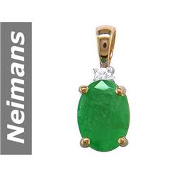1.00 ct Emerald & Diamond Pendant 14kt Gold