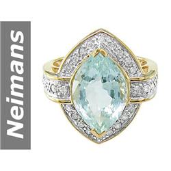 6.00 ct Aquamarine & Diamond Ring 14kt Gold