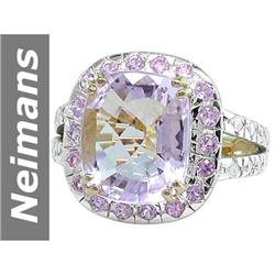 7.25 ct Rose Pink Amethyst, Pink Sapphire & Diamond Ring 14kt Gold